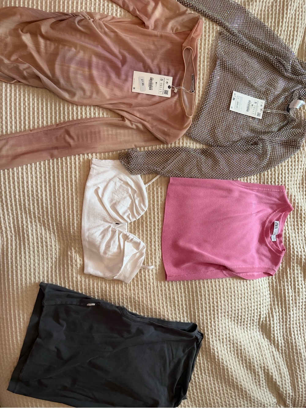 Zara Pink, Blush, Metallic, White & Black Women's Top Set